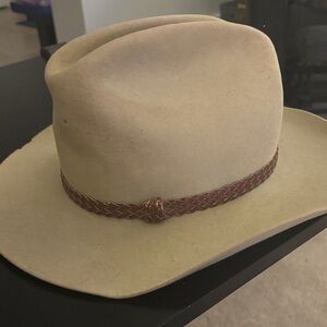 Beige Stetson Cowboy Hat with Brown Band